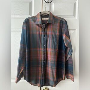 Vintage Oscar de la Renta Plaid Button Down Shirt Men’s M Cotton Blend